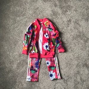 Adidas 2-Pc. Three Stripe Track Suit,Toddler Girls